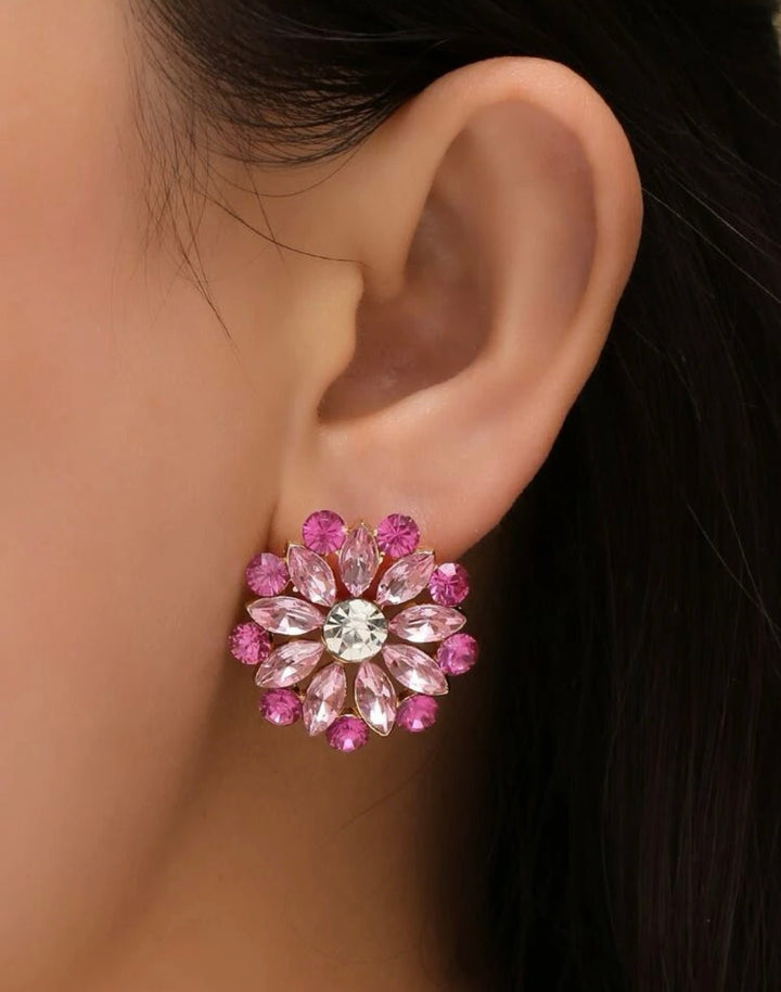 Pink Panda- Rhinestone pink studs