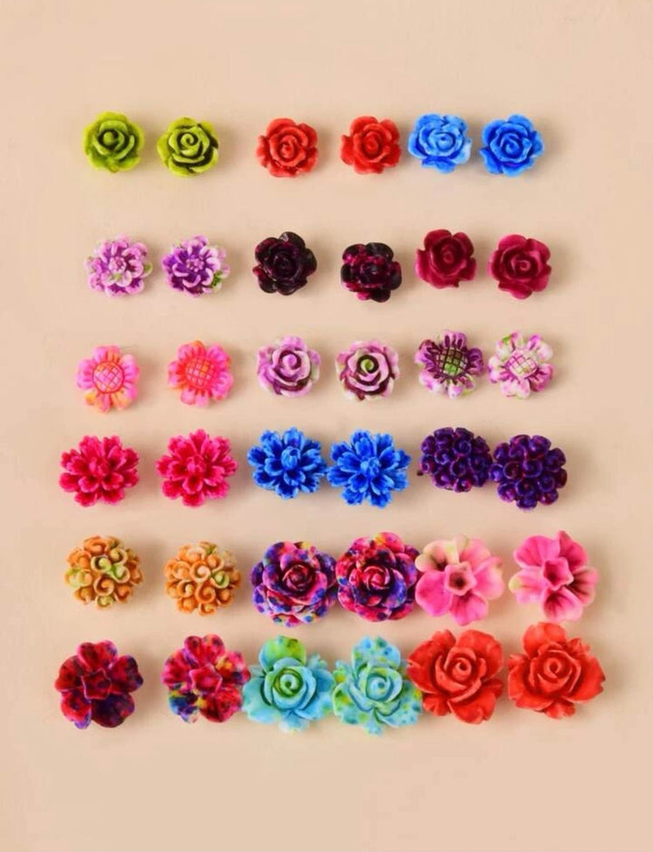 Pink Panda- Set of 18 Floral Studs