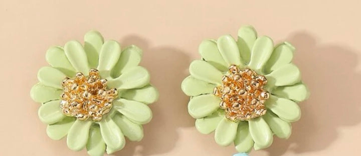 Pink Panda- Daisy Green Studs