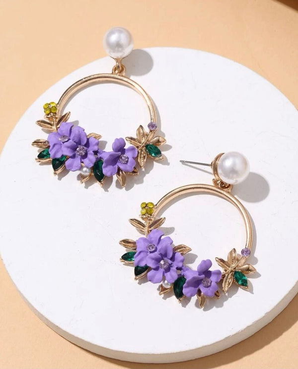 Pink Panda- Lilac Floral Hoops