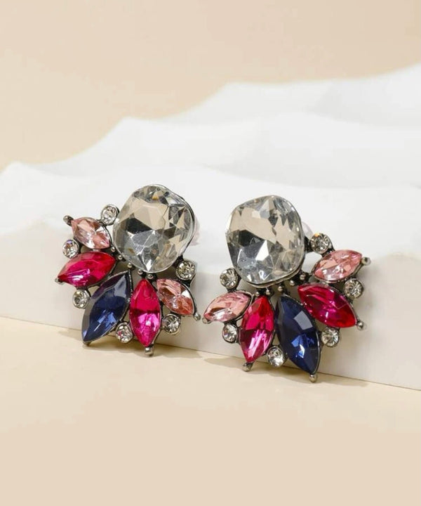 Pink Panda- Multi-crystal studs