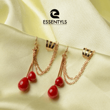 Essentyls- Pearl Cuff Earrings - Red