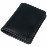 JILD - Slim Compact Bi-fold Real Cow Full Grain Leather Card Holder - Black