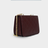 FAM Bags Quilted Chain Bag - Burgundy