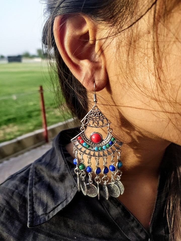 Sheen- Afghani Silver Earrings (Sliver)