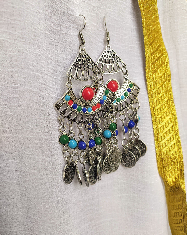 Sheen- Afghani Silver Earrings (Sliver)