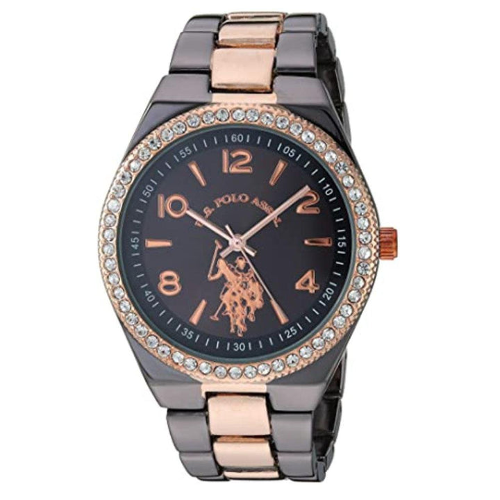 U.S Polo Assn- Womens Analog Quartz Watch with Alloy Strap, Two Tone- 19