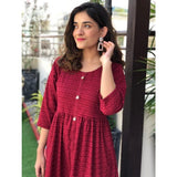 Sowear- Red Embroidered Dress For Women