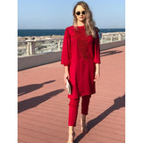 Sowear- Red Two Piece Dress For Women