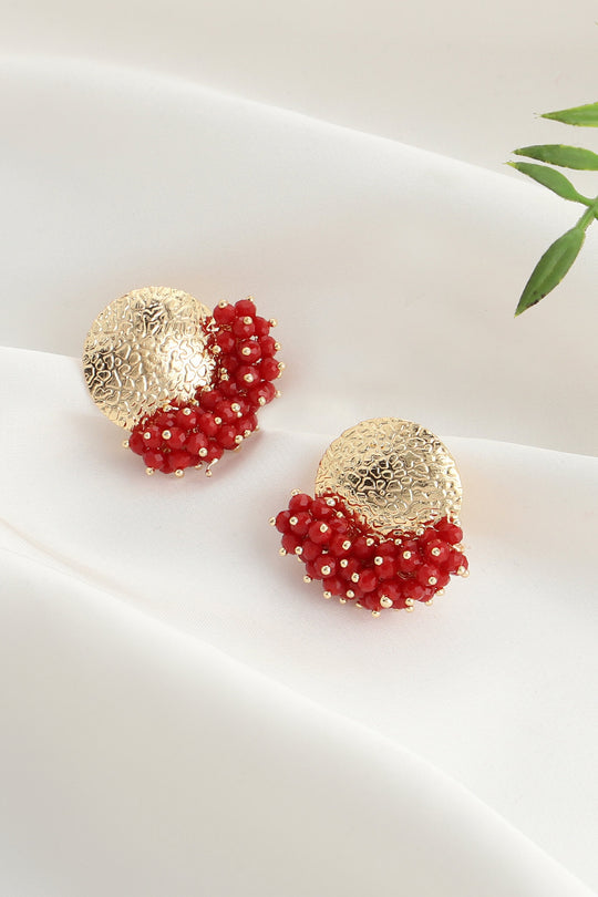 Keshia- Bon Red Beaded Stud