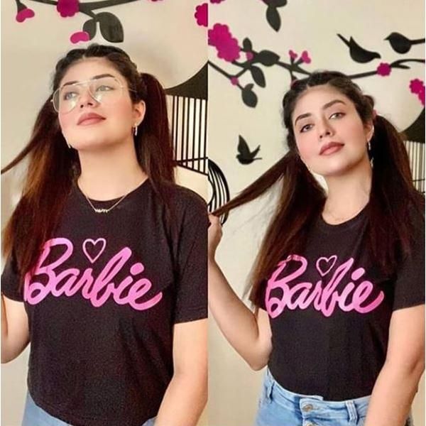 Emerce- Barbie Printed Half Sleeves T-Shirt - Black