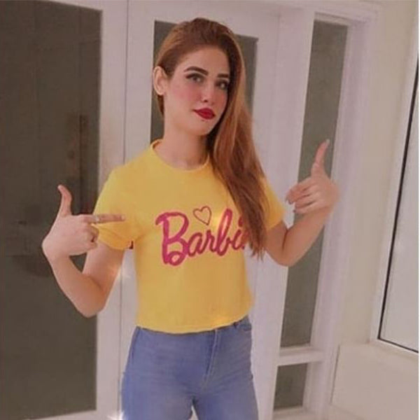 Emerce- Barbie Printed Half Sleeves T-Shirt - Yellow