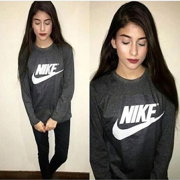 Emerce- NIKE Printed Full Sleeves T Shirt Charcoal