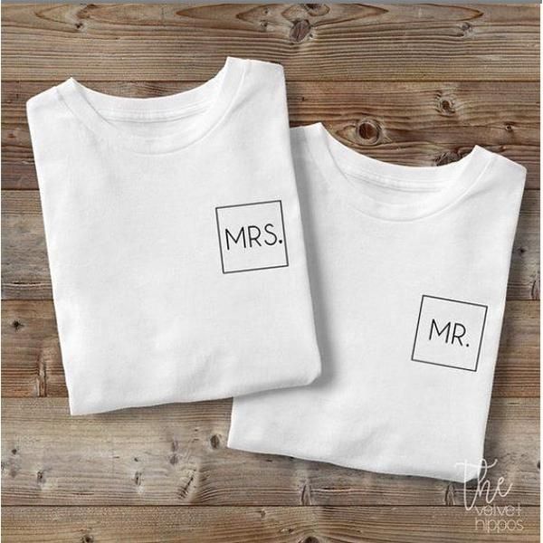 Emerce- Pack Of 2 MR MRS with Bow Printed Half Sleeves T Shirt White