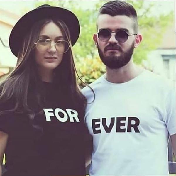 Emerce- Pack Of 2 FOR EVER Printed Half Sleeves T Shirts Black&White