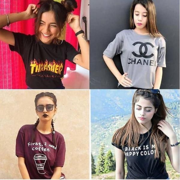 Emerce- Pack Of 4 (THRASHER+CHANNEL+FIRST I NEED COFFEE+BLACK IS MY….) Printed Half Sleeves T Shirts Black,Grey&Maroon