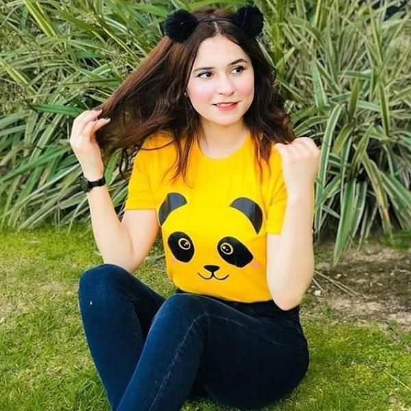 Emerce- Panda Printed Half Sleeves T Shirt Yellow
