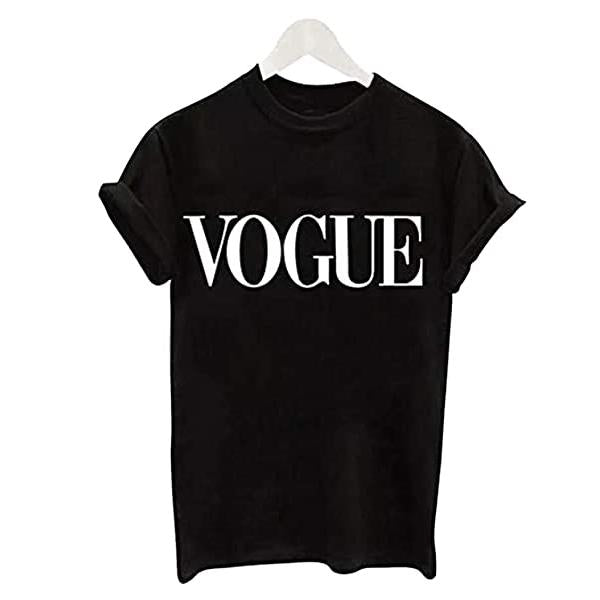 Emerce- VOGUE Printed Half Sleeves T Shirt Black