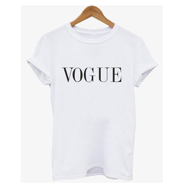 Emerce- VOGUE Printed Half Sleeves T Shirt White