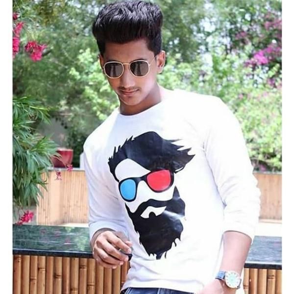 Emerce- 3D Beared Printed Full Sleeves T Shirt White