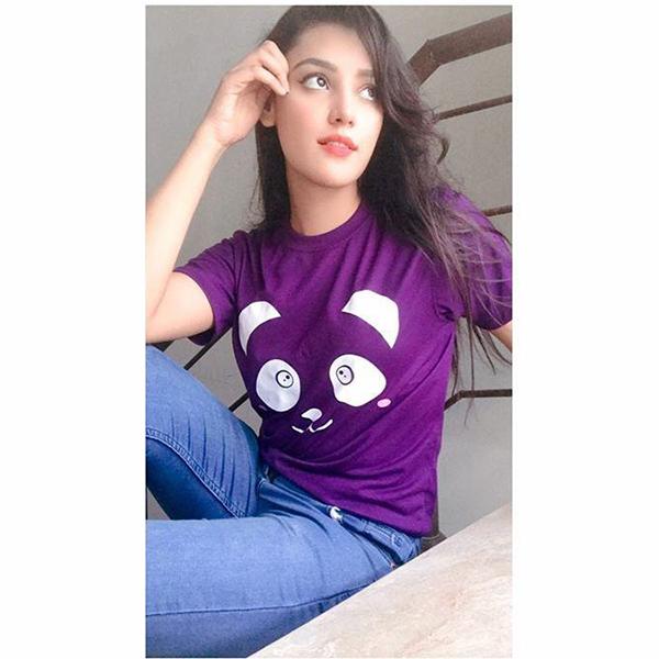 Emerce- Panda Printed Half Sleeves T Shirt Purple