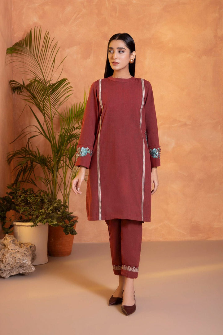 Sapphire- 2 Piece - Embroidered Melange Suit