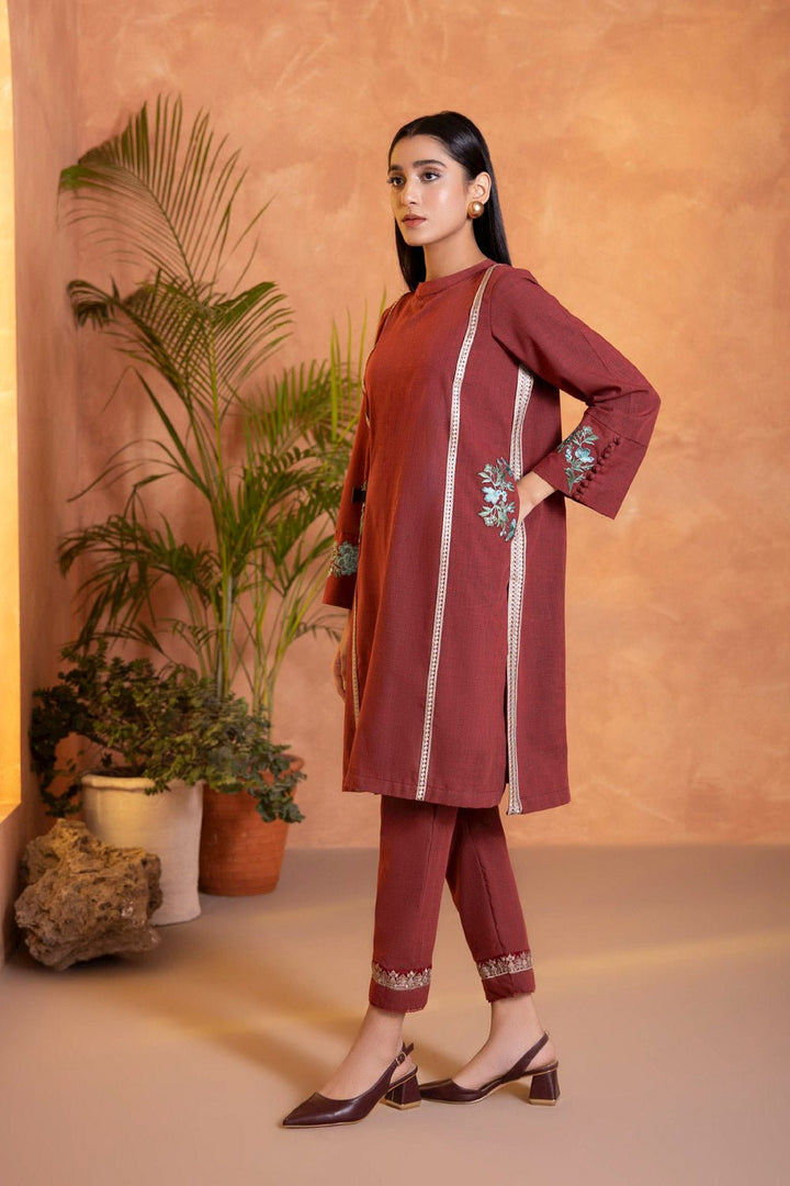 Sapphire- 2 Piece - Embroidered Melange Suit