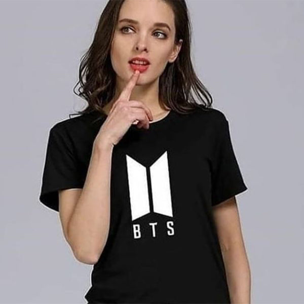 Emerce- BTS Printed Half Sleeves T-Shirt - Black