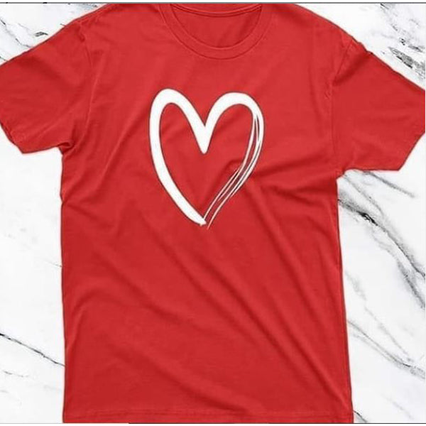 Emerce- HearLine Printed Half Sleeves T-Shirt - Red (S,M,L,XL)