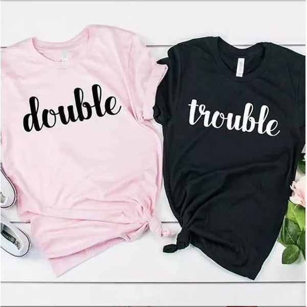 Emerce- Pack Of 2 Double Trouble Printed Half Sleeves T-Shirt - Pink&Black