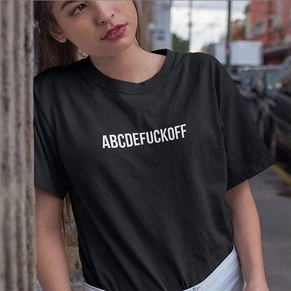 Emerce- ABCDEFUCKOFF Printed Half Sleeves T-Shirt - Black