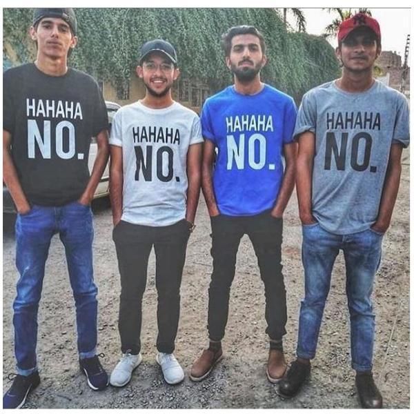 Emerce- HAHAHA NO. Printed Half Sleeves T Shirt Black