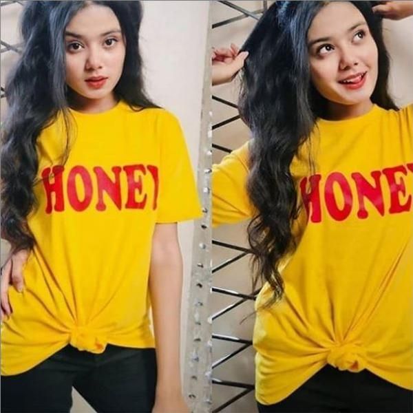 Emerce- HONEY Printed Hlaf Sleeves T Shirt Yellow