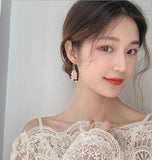 Shein- S925 Needle Earrings for Women Long Crystal Copper Women Fashion Earrings Trendy Jewelry 2020 Wholesale Korean Fashion