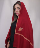 Bagallery Exclusive Plain Pashmina Shawl Embroidered Boarder Rust