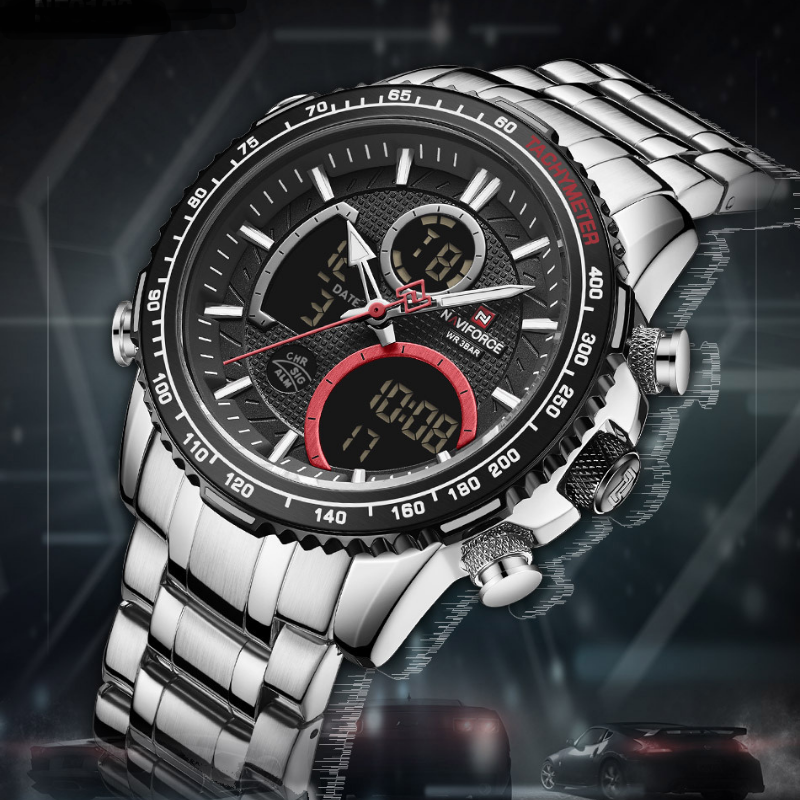 Naviforce black top chain watch