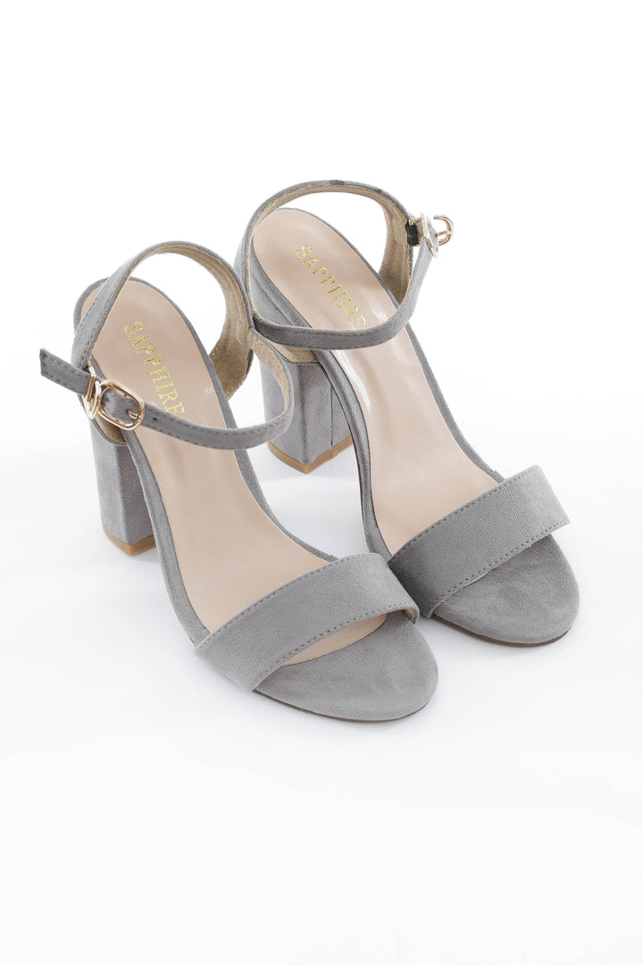 Sapphire Grey Strap Block Heel