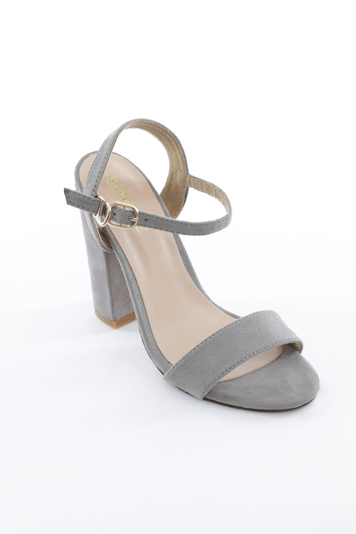 Sapphire Grey Strap Block Heel