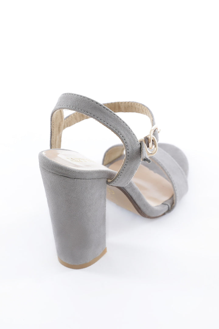 Sapphire Grey Strap Block Heel