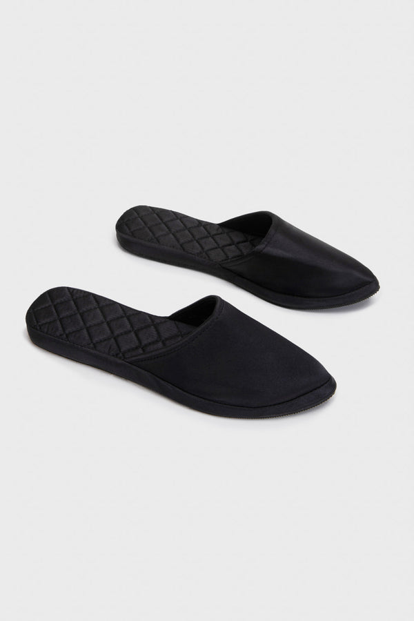 Sapphire Black Satin Slip-ons