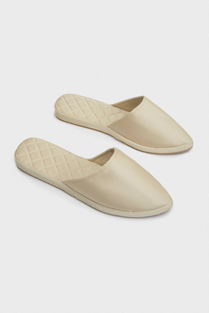 Sapphire Beige Satin Slip-ons