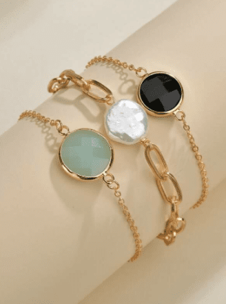 Shein- 3pcs Round Decor Bracelet