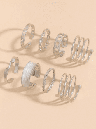 Shein- 8pcs Chain Design Ring