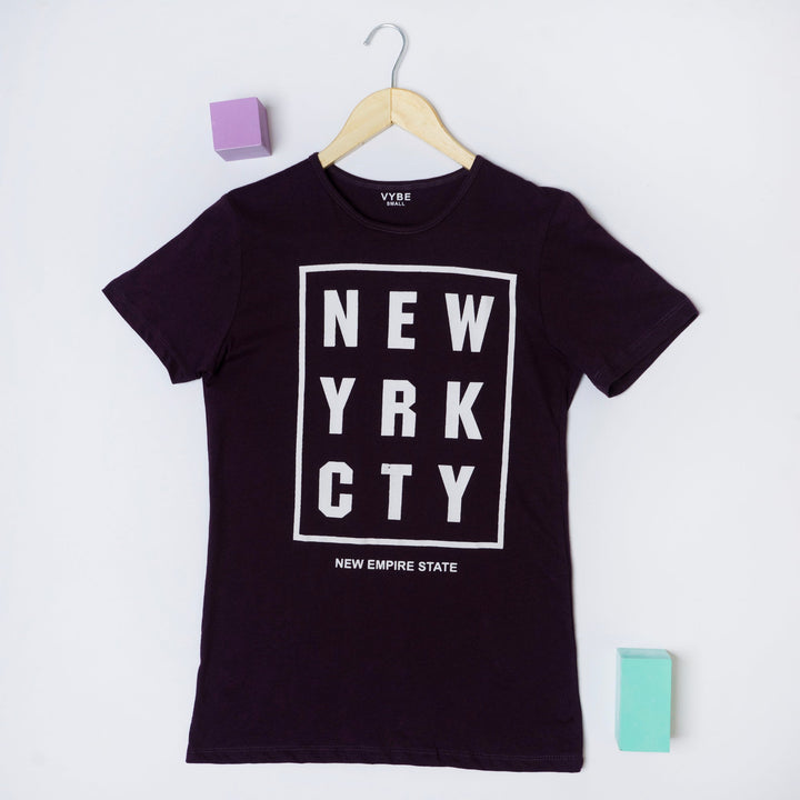 VYBE-NEW YRK CITY PRINTED T-Shirts-PURPLE