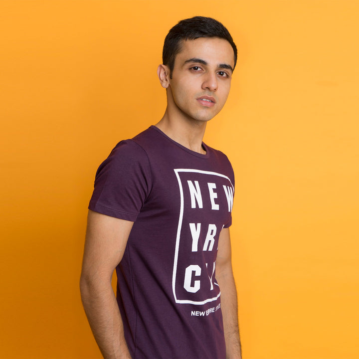 VYBE-NEW YRK CITY PRINTED T-Shirts-PURPLE