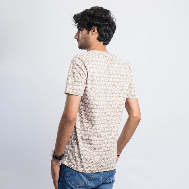 VYBE-Printed T Shirt-Beige Printed Bone