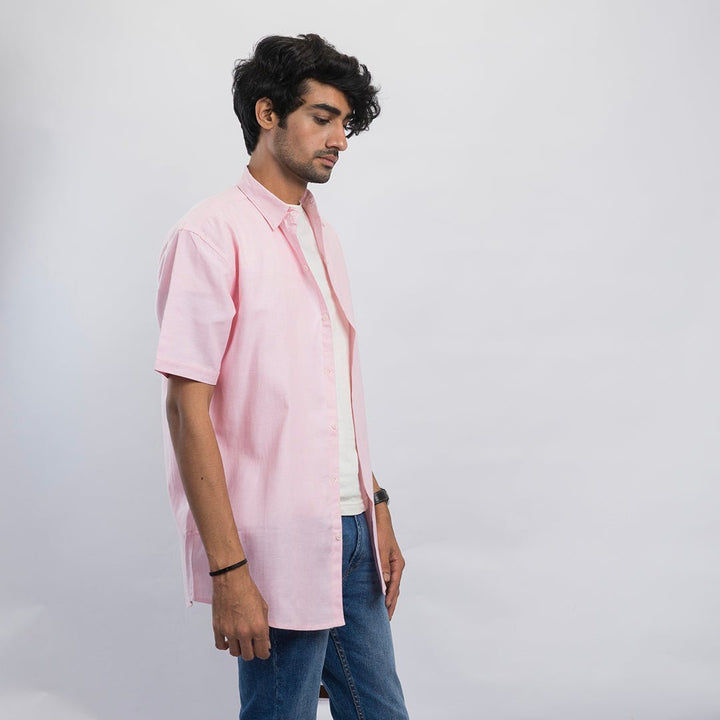 VYBE-Casual Shirt Half Sleeve-Light Pink