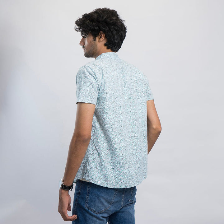 VYBE-Casual Shirt Half Sleeve-Green Dots