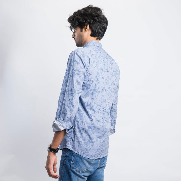 VYBE-Casual Shirt - Blue Flowers