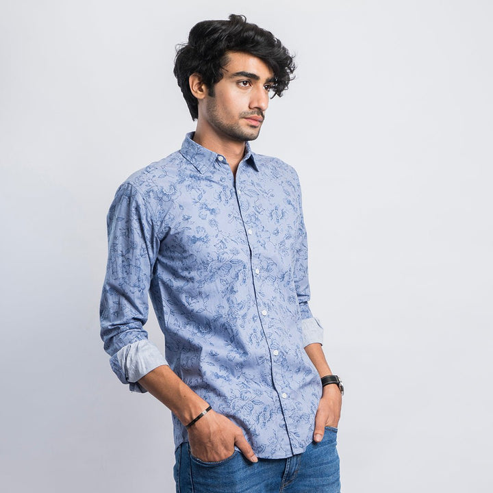 VYBE-Casual Shirt - Blue Flowers